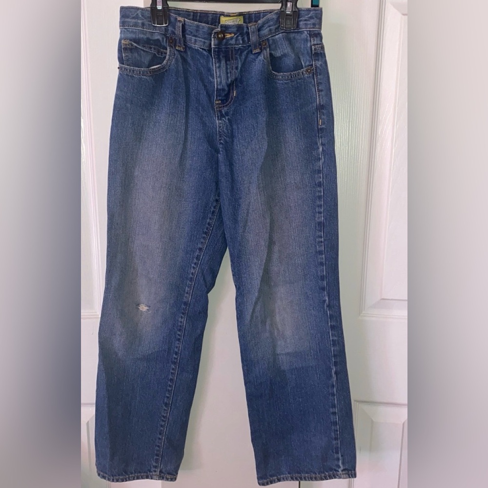 Old Navy Blue Boyfriend Jeans with Distressed Look